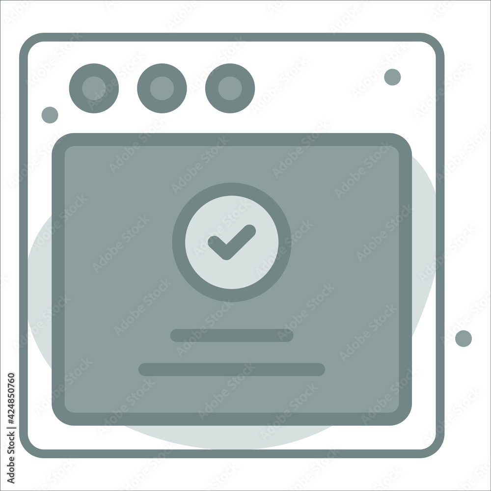 webpage, approved icon with background modern illustration webpage, approved icon with background modern illustration