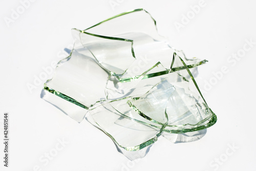 Glass shards isolated on white background.