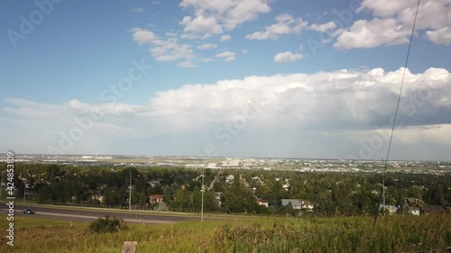 CALGARY, CANADA - JULY 2019: Aerial View from Nose Hill Park of Calgary International Airport photo