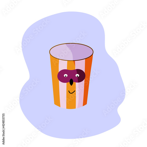 Cartoon style hand drawn funny glass for water. Isolated doodle vector design element.
