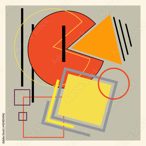 Vector illustration in the style of suprematism. An image of abstract gemetric elements.