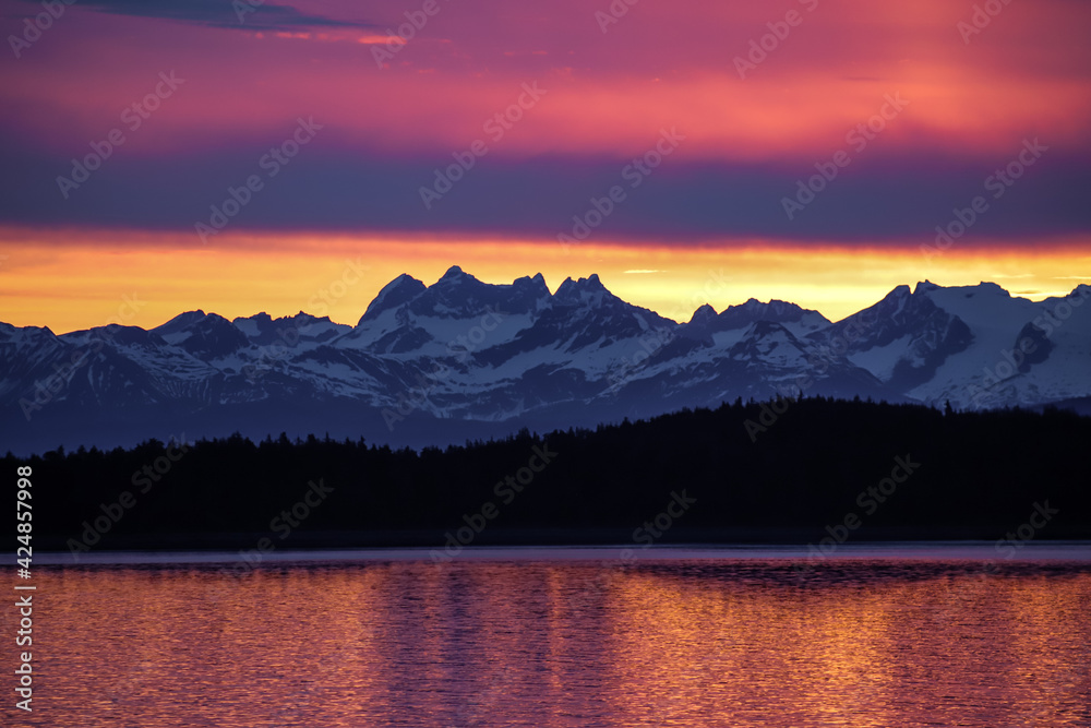 Alaska Sunrise Over Mountains