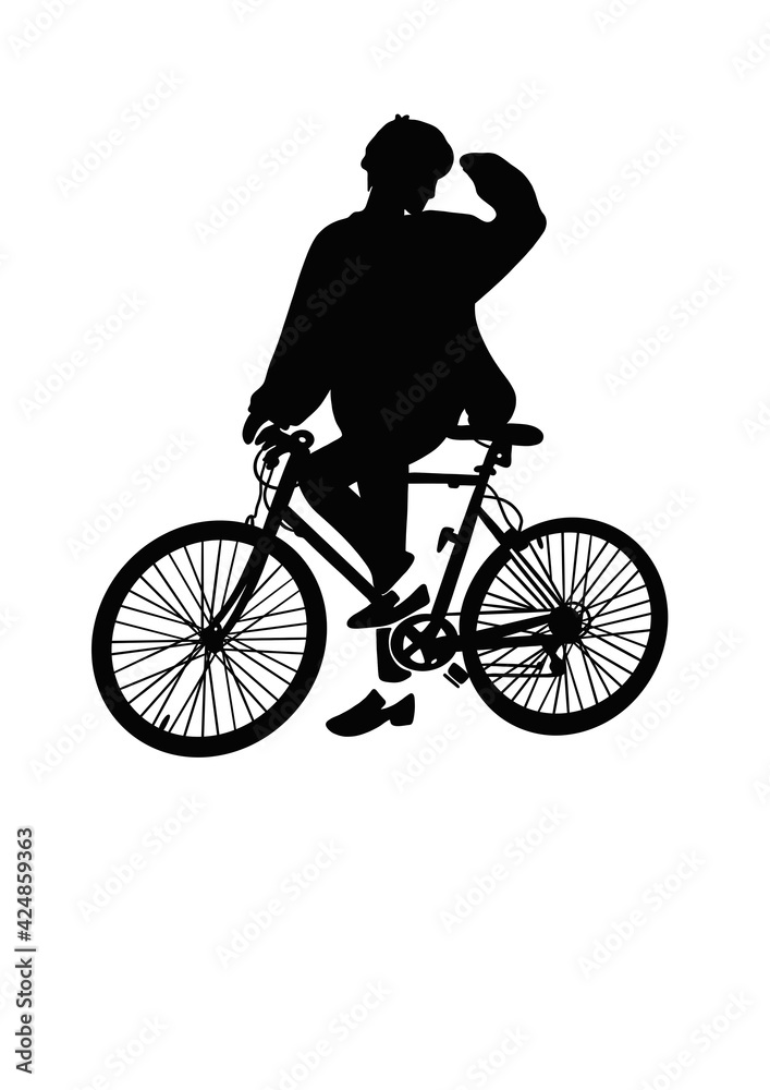 drawing black silhouette people are going to ride a bicycle drawing black silhouette people are going to ride a bicycle