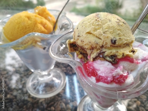 ice cream with fruits