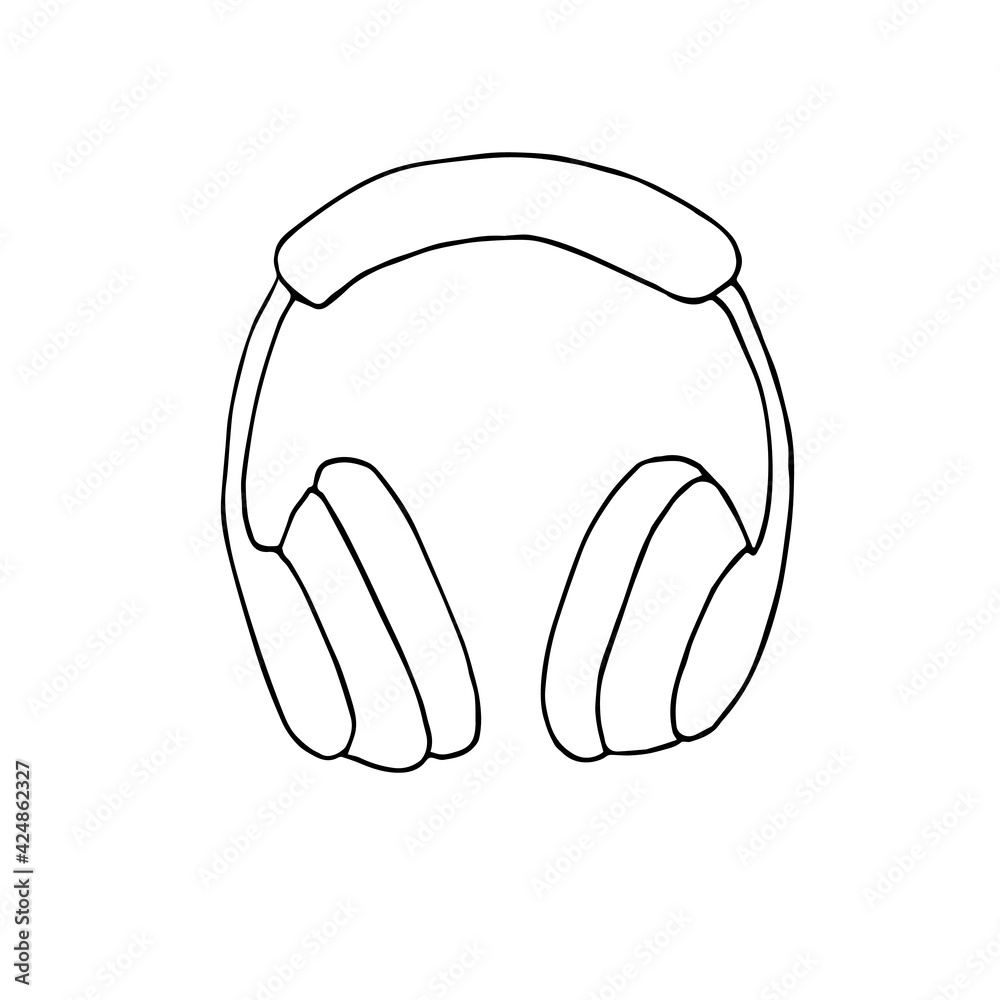 Vector hand drawn doodle sketch headphones isolated on white background Vector hand drawn doodle sketch headphones isolated on white background