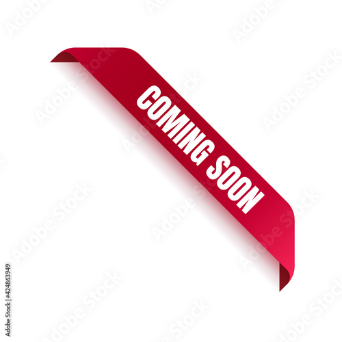 Coming soon label isolated on white. Vector illustration