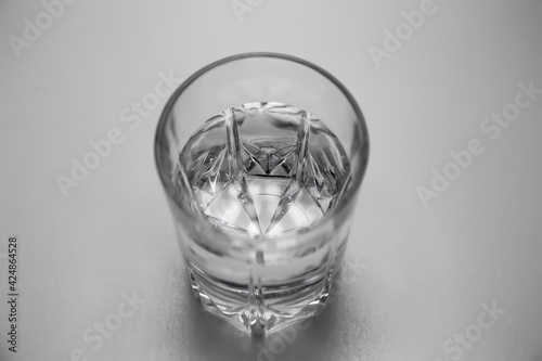 Top view, full glass of water with clipping path
