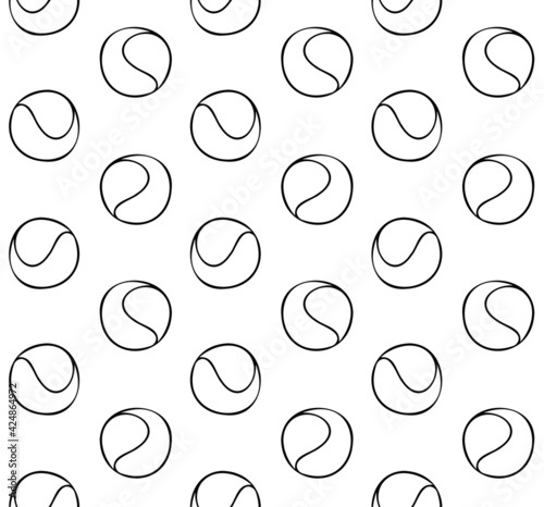 Vector seamless pattern of hand drawn doodle sketch tennis ball isolated on white background