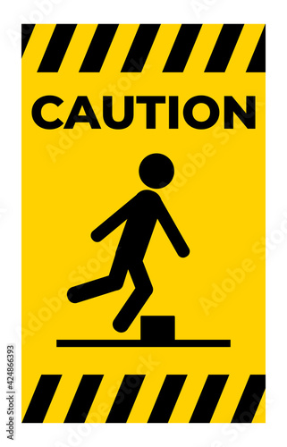 Caution Beware Obstacles Symbol Isolate On White Background