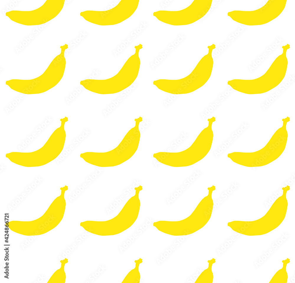 Vector seamless pattern of hand drawn banana silhouette isolated on white background