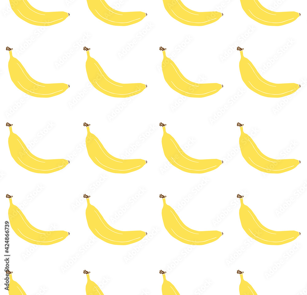Vector seamless pattern of yellow hand drawn doodle sketch banana isolated on white background