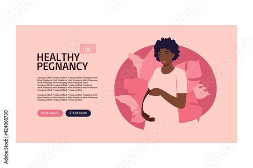 Website banner pregnancy and motherhood. Help for expectant mothers In process pregnancy. Vector illustration in flat cartoon style.