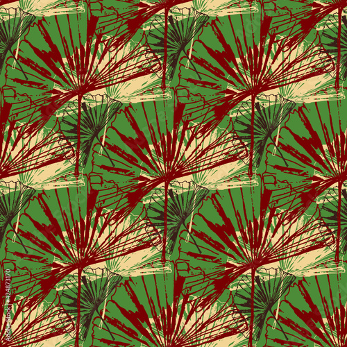 spring vector pattern with summer flowers, beautiful summer seamless pattern on green background