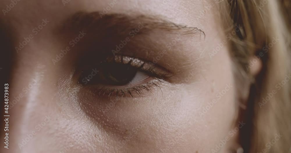 Blinking Eye Of Depressed Young Woman
