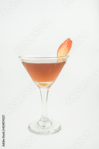 Cocktail in a cocktail glass, Cocktail isolated white background, with full depth of field.