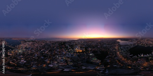 aerial view of istanbul at sunset, panoramic landscape of istanbul