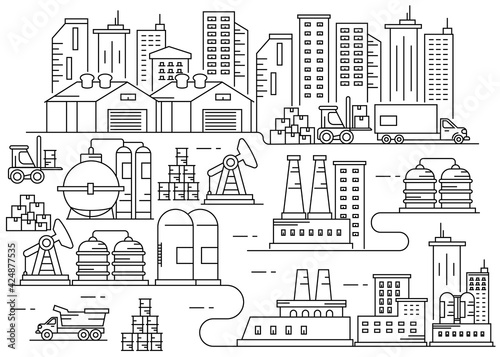 Illustration Industry City line art vector