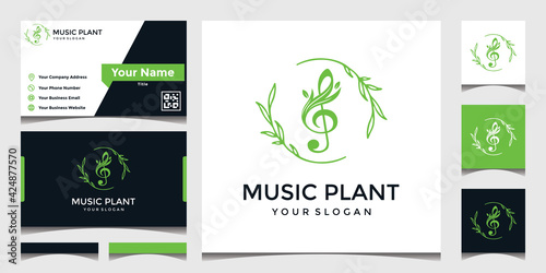 inspirational nature music plant logo with business card