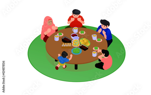 iftar Ramadhan with family illustration