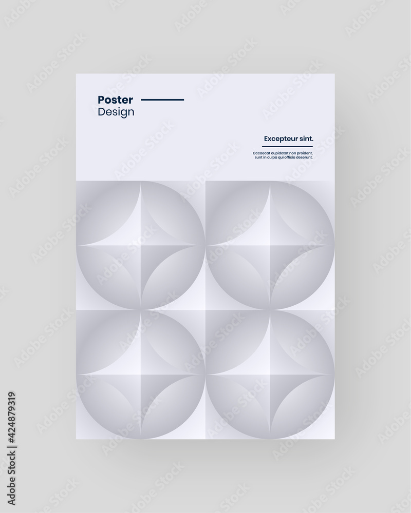 Fototapeta premium Abstract Placard, Poster, Flyer, Banner Design. Colorful illustration on vertical A4 format. Flat geometric shapes. Decorative ornament backdrop.