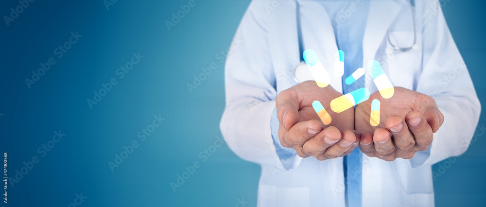 The concept of medical care, pills The concept of medical care, pills
