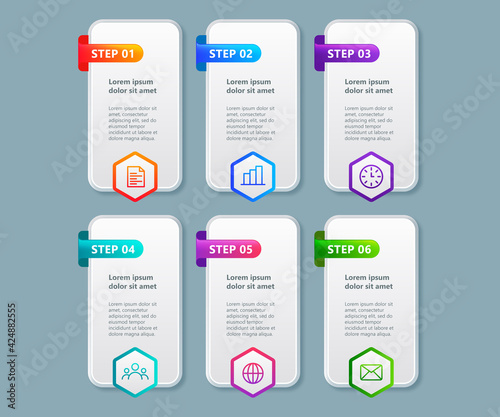 Professional template business infographic design with 6 steps