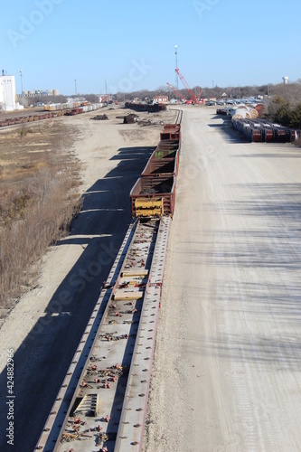 Railroad tracks with empty ore cars