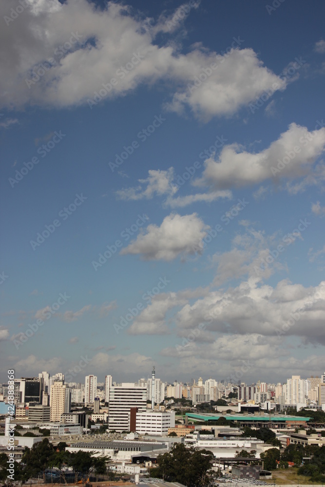 Cityscape with blue sky on a sunny day
