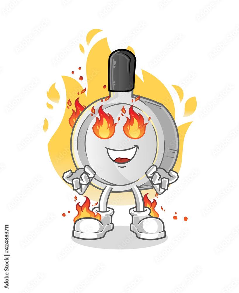 pan on fire mascot. cartoon vector
