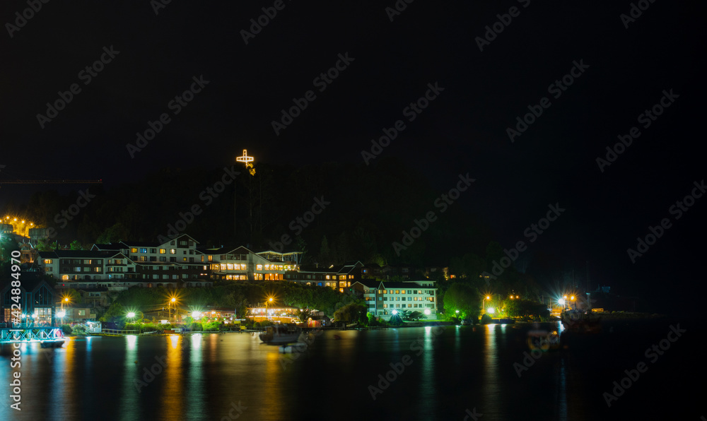 Fototapeta premium Boats and lights in the night