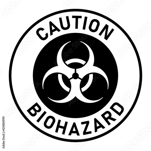 Caution Biohazard or Biological Hazard Round Adhesive or Sticker Icon. Vector Image.