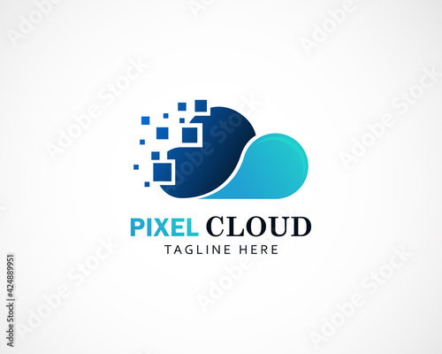 pixel cloud logo digital logo cloud creative vector technology