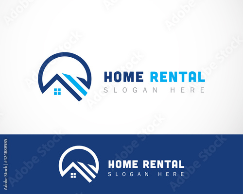 home rental logo building real estate line creative home