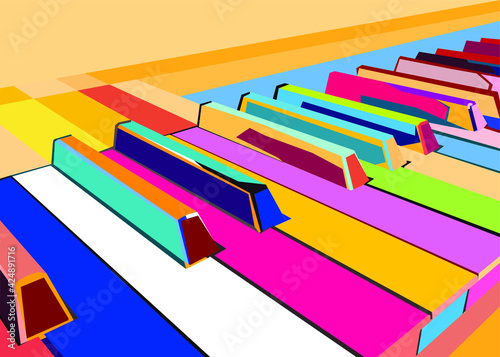 colorful pop art piano vector wpap, illustration, wall art decor wall art decor acrylic illustration