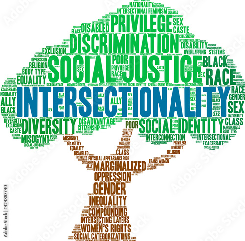 Intersectionality Word Cloud on a white background. 