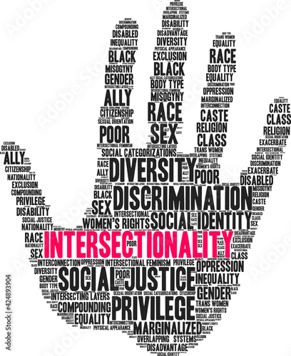 Intersectionality Word Cloud on a white background. 