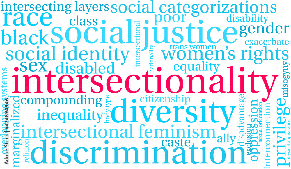 Intersectionality Word Cloud on a white background. Intersectionality Word Cloud on a white background.