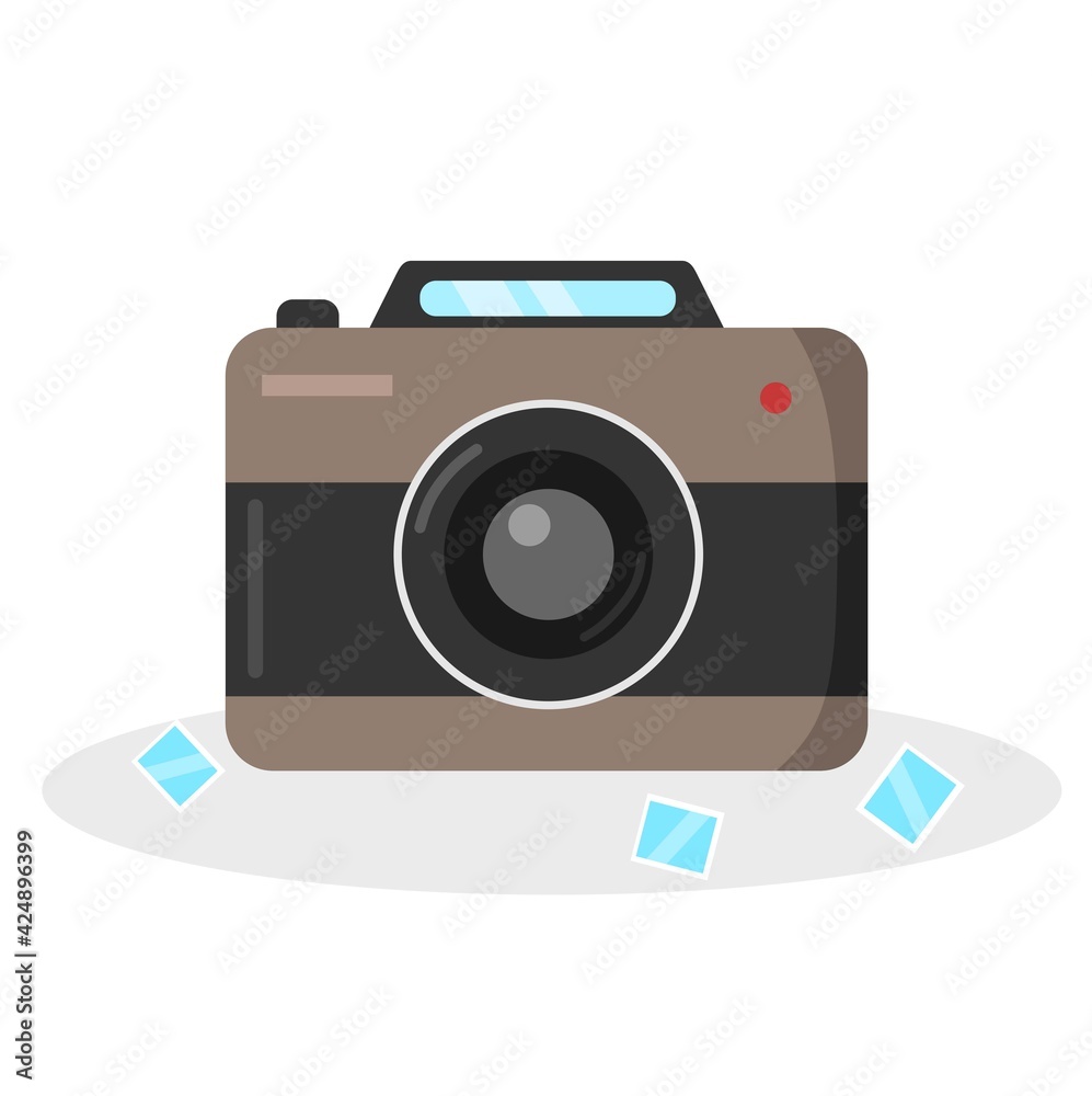 Vector illustration of a camera surrounded by photo, vacations and travel themes, perfect for travel and product advertisements