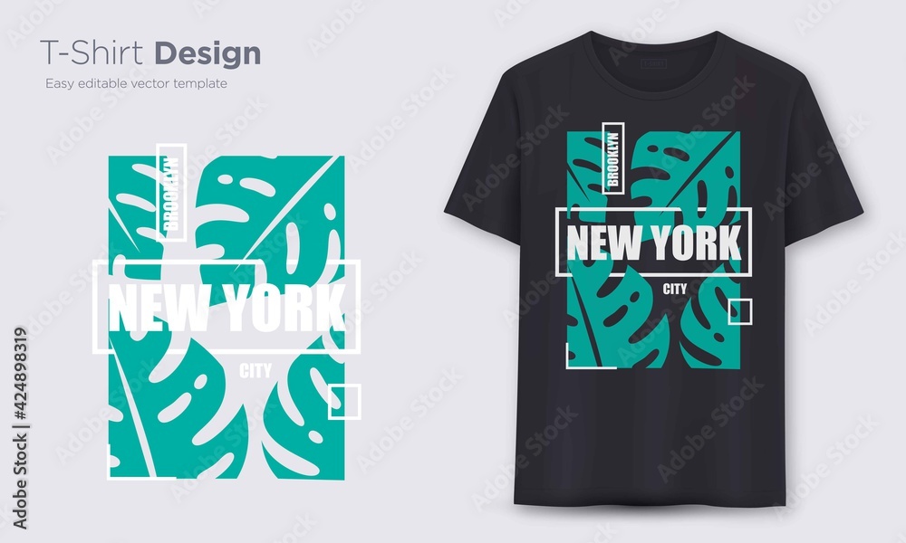 Naklejka premium Vector illustration on the theme of New York City, Brooklyn. Stylized American flag. Typography, t-shirt graphics, poster, print, banner, flyer, postcard
