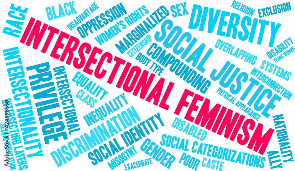 Intersectional Feminism Word Cloud on a white background. Intersectional Feminism Word Cloud on a white background.