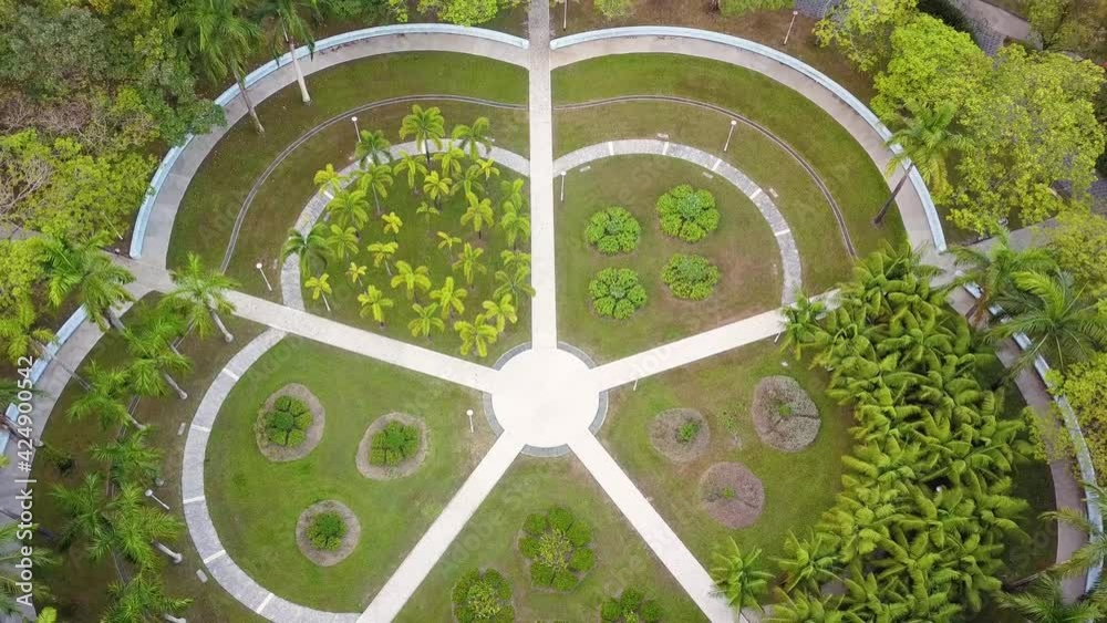 Drone shot of flower pattern in Bishan Park, Singapore Drone shot of flower pattern in Bishan Park, Singapore