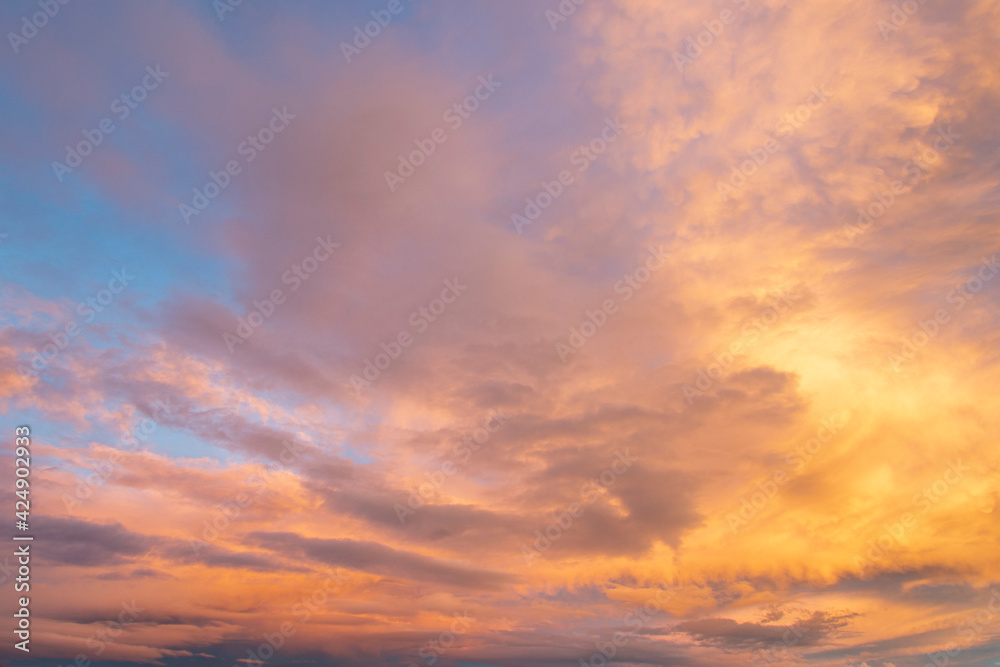 Sky with Clouds at Sunrise. Sunset Cloud Sky Background. Nature Background.