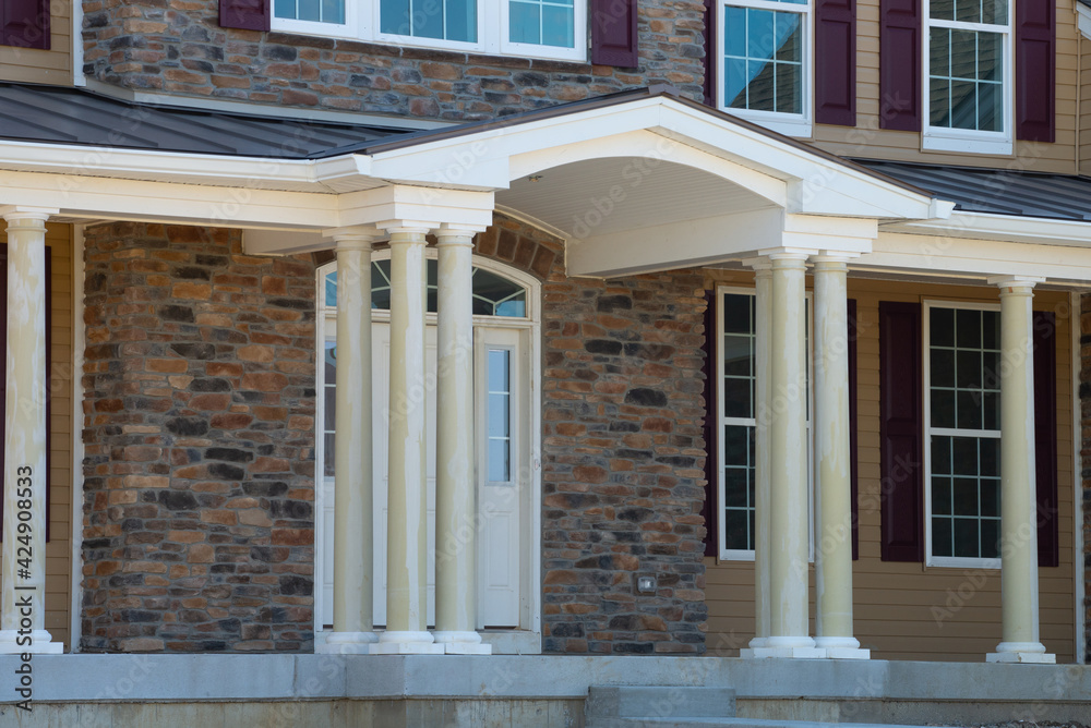 columns of the veranda of the new house