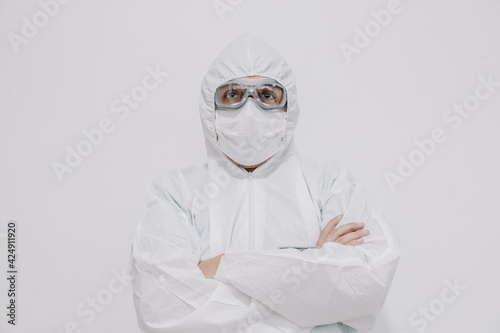 doctor with mask and security suit , covid 