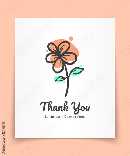 Thank You Card with Rose Flower