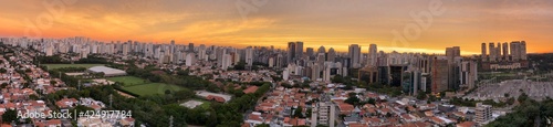 Panoramic view of a beautiful sunset in the city.