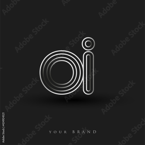 initial logo OI colored black and white with striped composition and lowercase, Vector logo design template elements for your business or company identity.