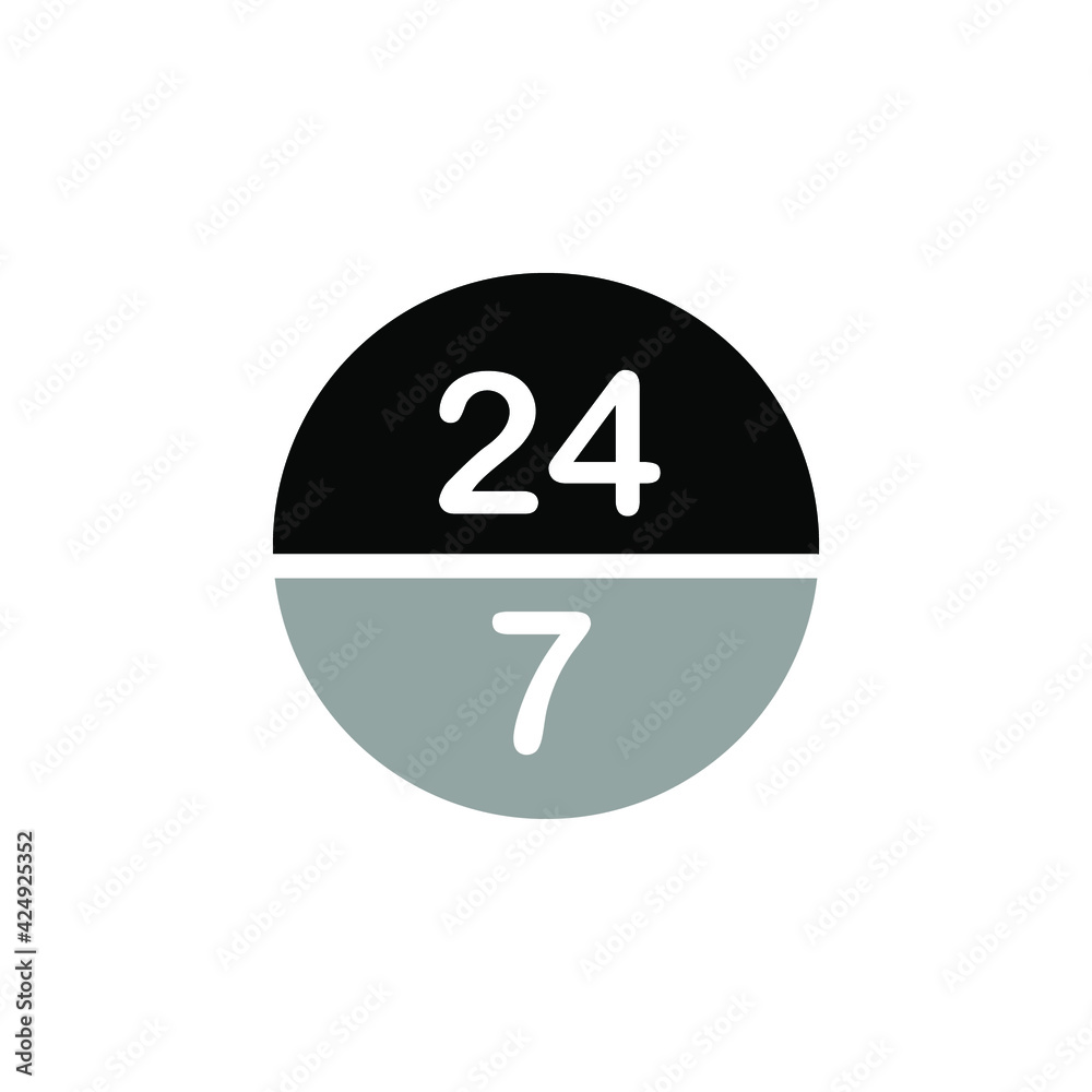 Illustration Vector graphic of 24/7 label icon Illustration Vector graphic of 24/7 label icon