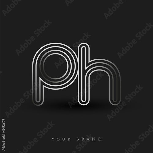 initial logo PH colored black and white with striped composition and lowercase, Vector logo design template elements for your business or company identity.