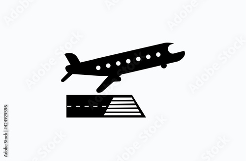 Airplane departure vector flat icon. Isolated plane take off  taking off emoji illustration